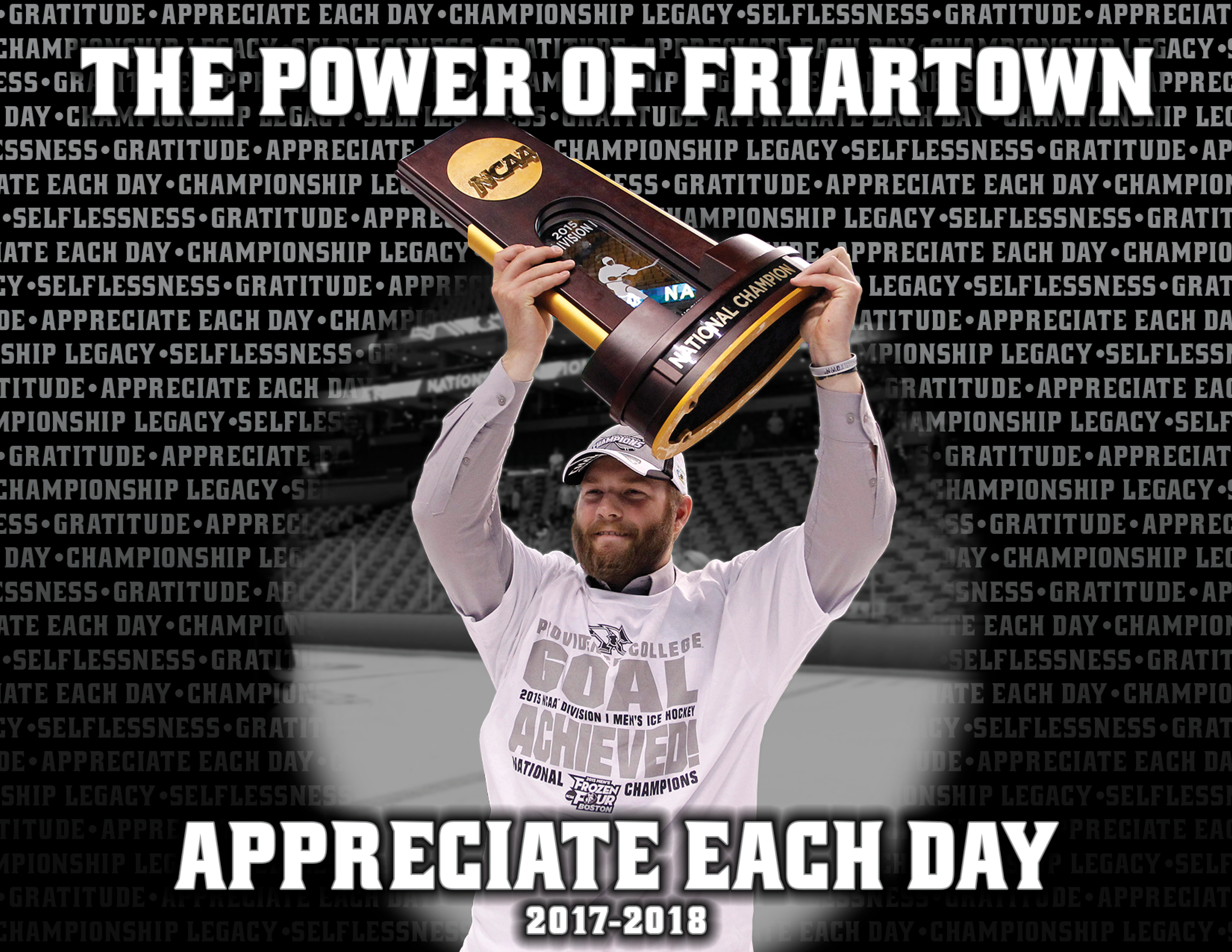 Front cover of annual athletics report from 2018 featuring Providence College athletes