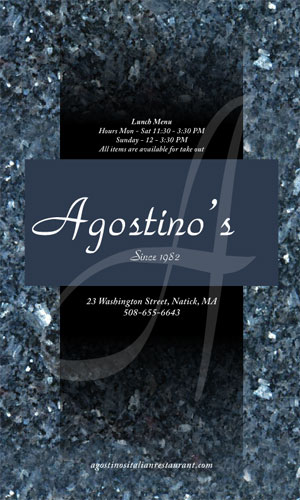 front cover of a restaurant menu
