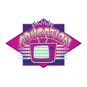 Logo design featuring a stylized illustration of an old television with text that reads ad you kay shun