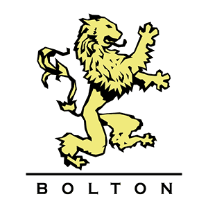 Logo design featuring stylized lion and text that reads Bolton