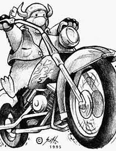 illustration of a marmot riding a motorcycle