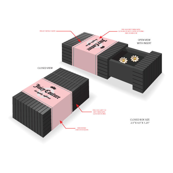 Illustration of jewelry box featuring Juicy Couture logo