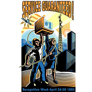 Screen print design featuring customer service heros
