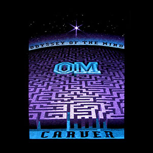Illustration that features a maze and stylized typography that reads Odyssey of the Mind