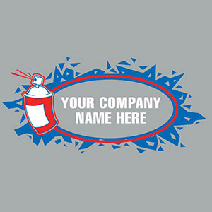 Stylized illustration of spray paint can and place holder text.