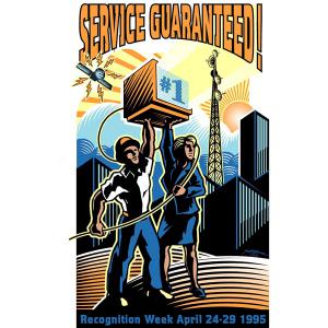 Screen print design featuring customer service heros