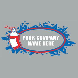 Stylized illustration of spray paint can and place holder text.
