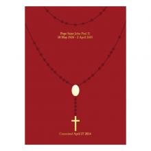 Red box for rosary beads featuring gold foil details